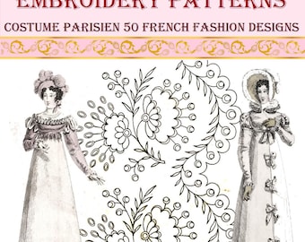 Vintage French Fashion Designs hand embroidery pattern,victorian patterns,antique journal