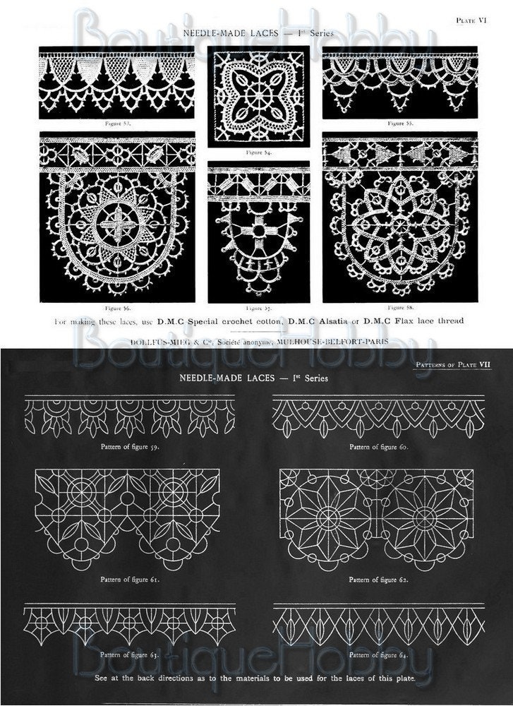 Vintage Needlework Design,patterns Hand Made Lace,diy Needlework ...