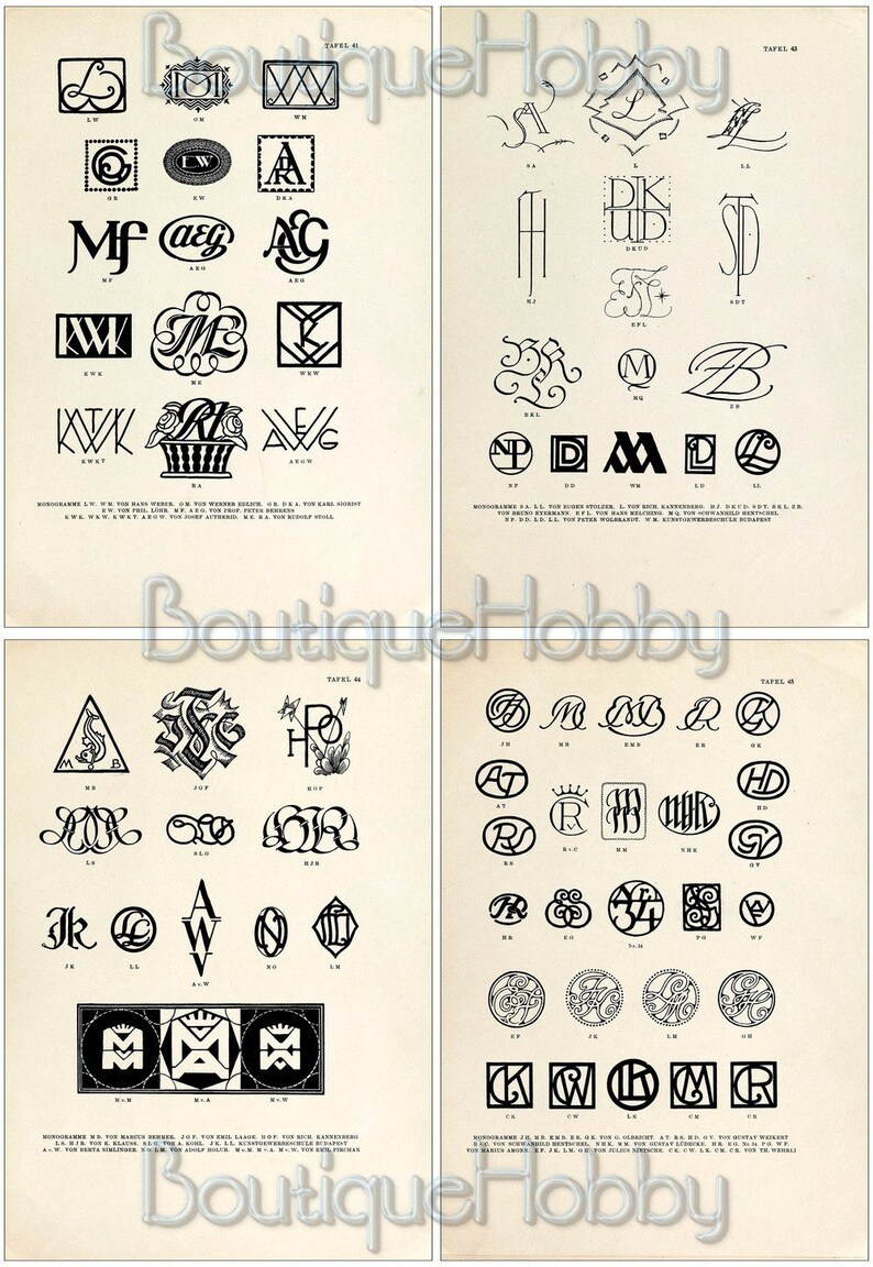 600 Monogram Art Deco Designs Fonts,letters Pattern,german Design Book ...