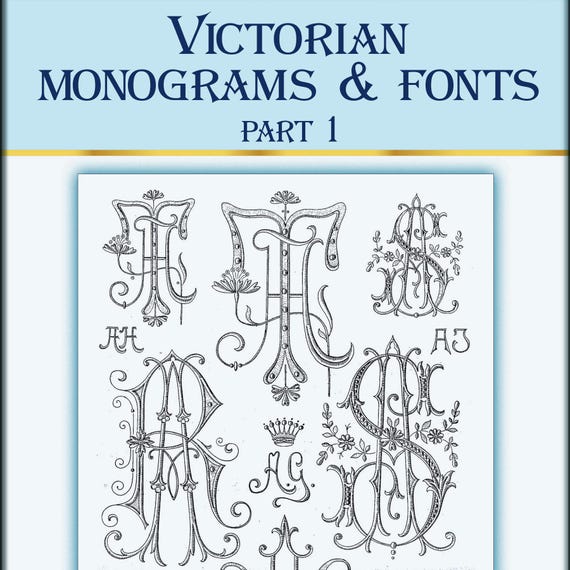 1000  Victorian Vintage Monogram fonts hand embroidery designs part 1