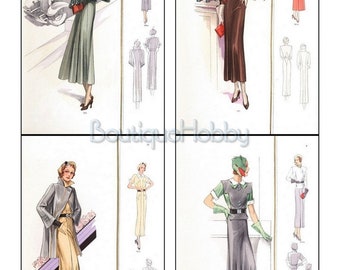 Vintage Fashion Catalog 1930s,illustration Clothes Women Art