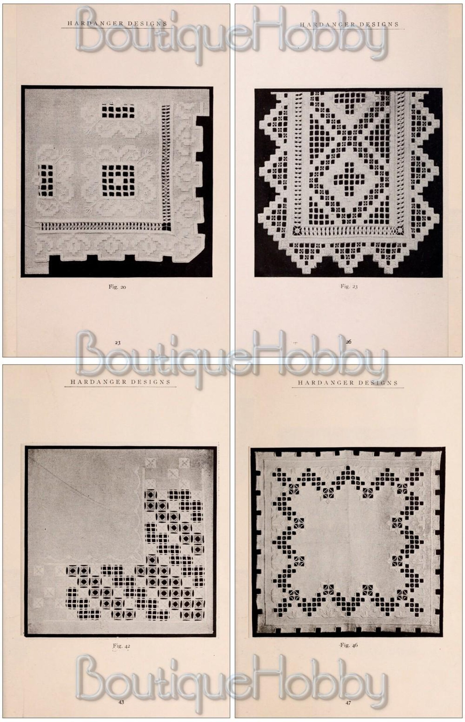 Hardanger Pattern Books Vintage Designs for Hardanger Embroidery, Pdf Book Instant Digital ...