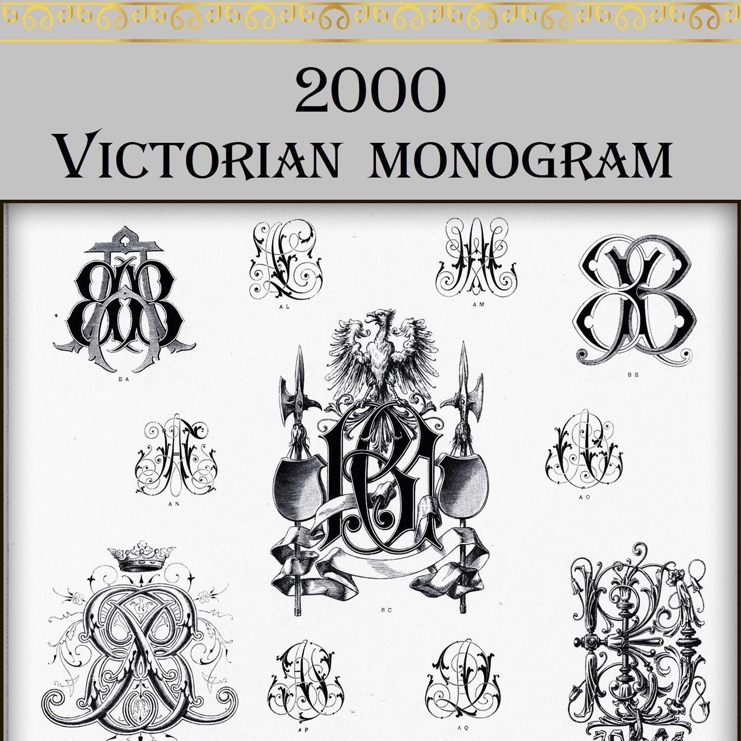 2000 Victorian Monograms,monogram Font,alphabet Illustration