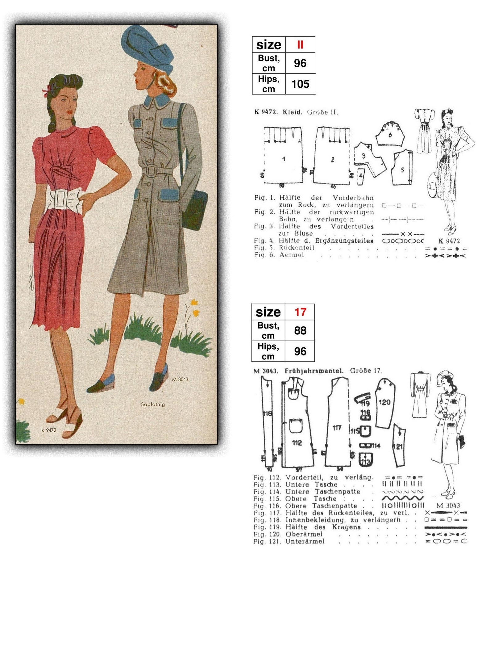 German sewing patterns Pdf1940s blousedress pattern 33 | Etsy