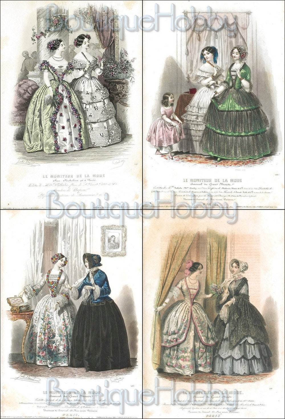 ビクトリア朝の服飾ファッションカタログ、イラスト ヴィンテージ