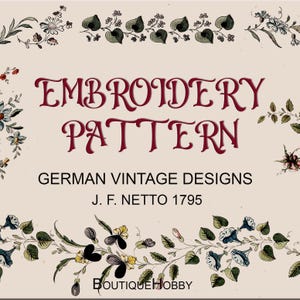 German Hand Embroidery Designs Pattern Book 1795 ,vintage patterns