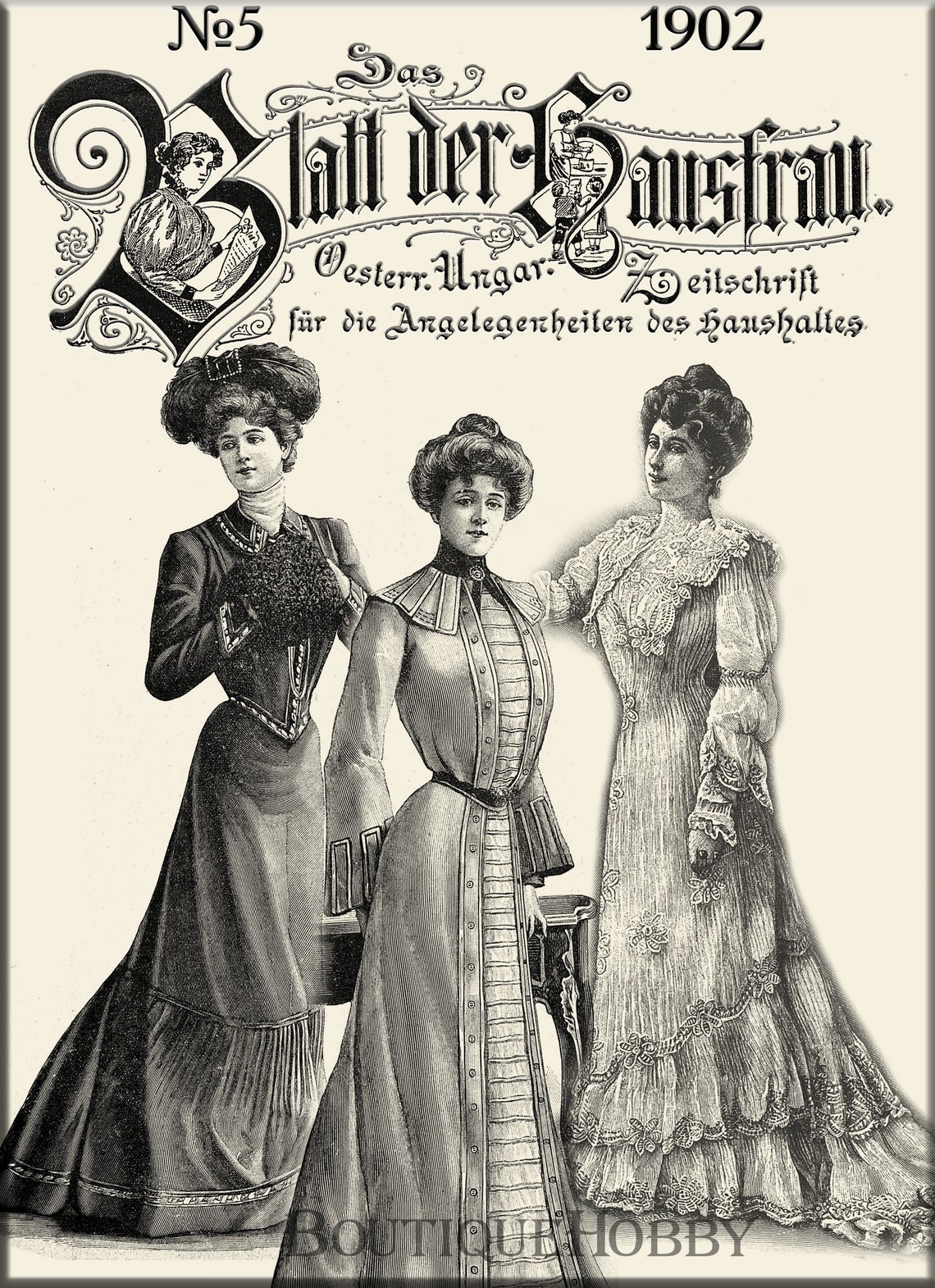 German Sewing Patternsedwardian Dressblatt Der Hausfrau Etsy