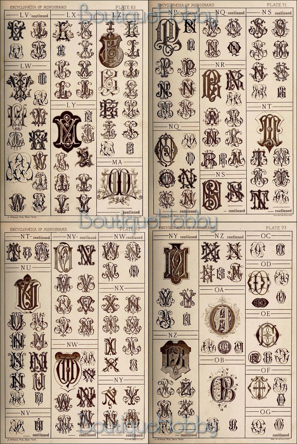 Monograms Vintage Books,embroidery Font,old Books