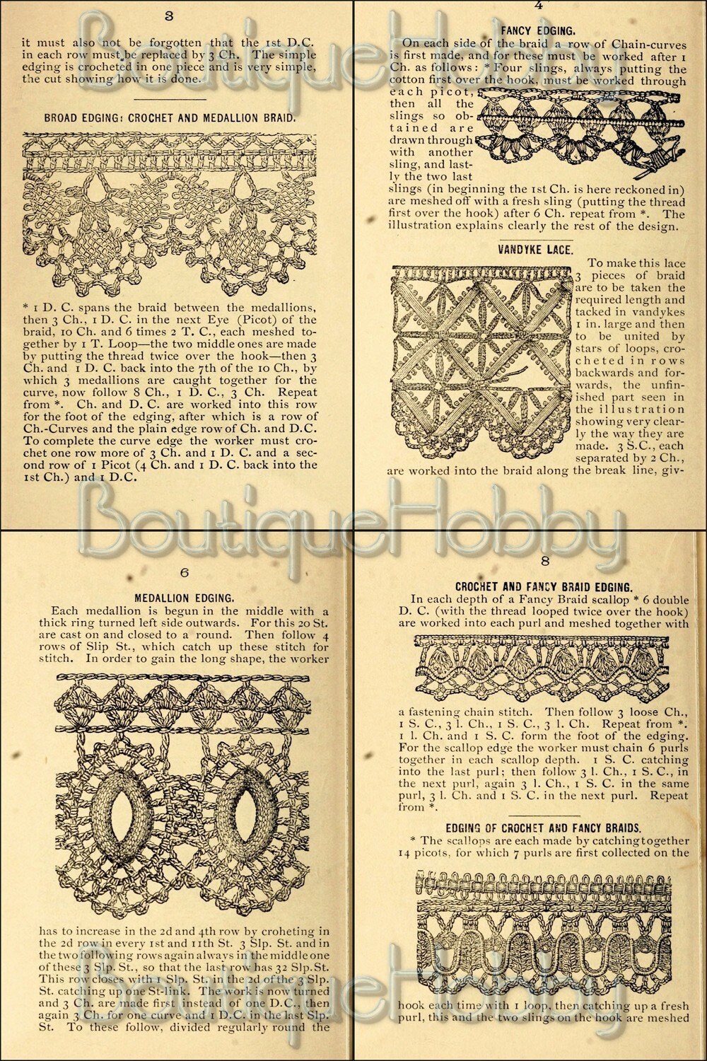 Vintage Crochet Lace Edging Patterns Bookscollection of 2 Etsy