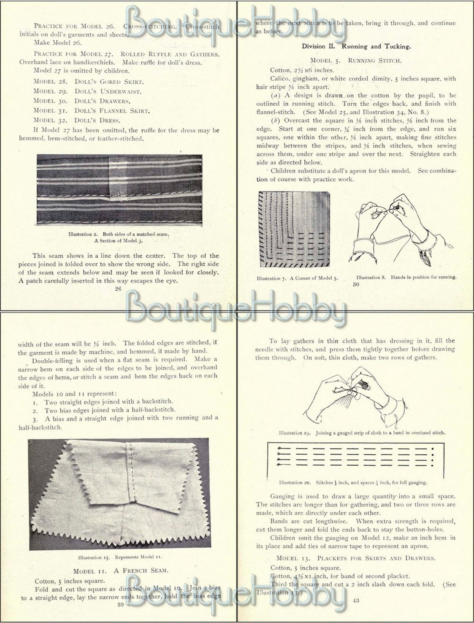 Hand Sewing Guide.pdf Vintage Hand Sewing Lessons Tutorial Guide,instructions How To - Etsy