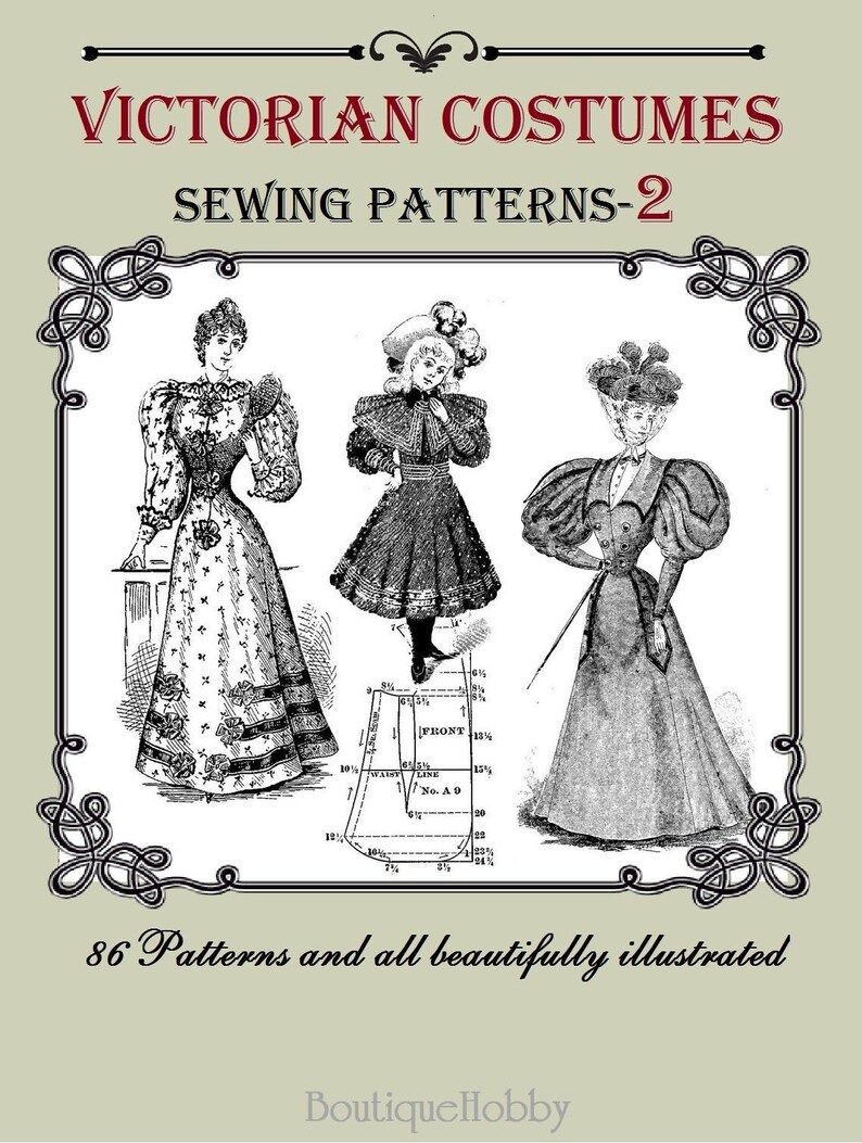 Victorian historical pattern dresscostume patternsantique Etsy