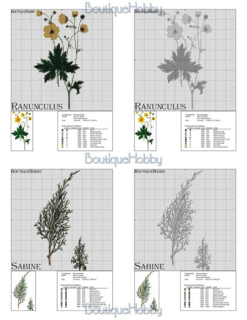Cross Stitch Pattern Herbs Plants Book Patterns PDF Cross Etsy