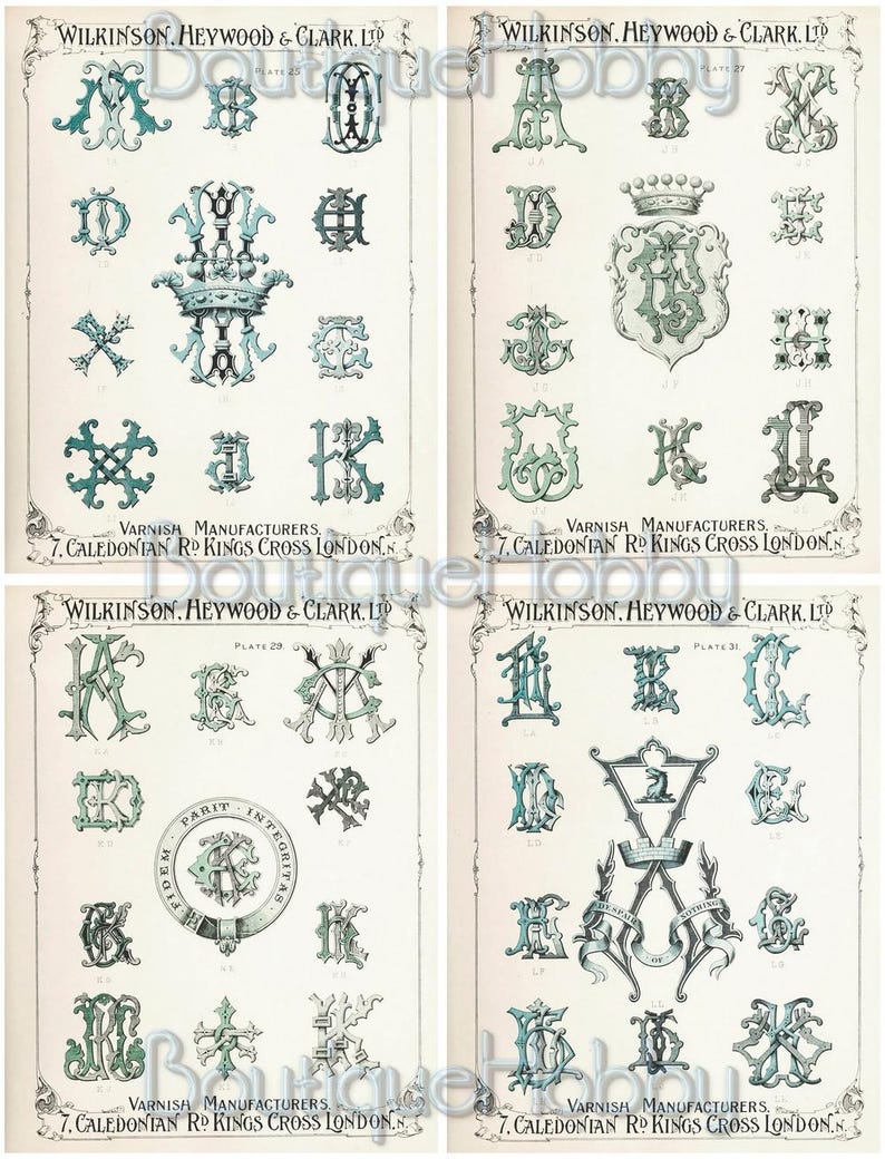 Vintage Monograms,lettering,alphabet,heraldic Designs PDF Instant ...