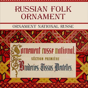 Russisch volksornamentpatroon, vintage handwerk, borduurboeken 1872