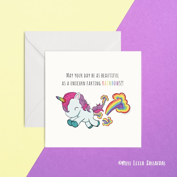 unicorn farting rainbows card