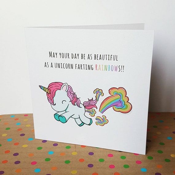 unicorn farting rainbows card