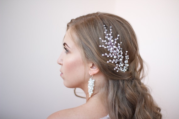 gold Wedding Headdress For Bride Pearl Hair Accessories Hairpin Ornaments NS