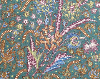 Vintage Indonesische Java Batik Tulis Stof, Klassieke Tiga Negeri Textiel, Groen Javaanse Handgemaakte Sarong