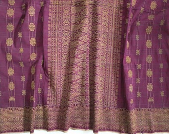 Vintage Indonesian Sumatran Songket Sarong, Batak Brocade Fabric, Purple Handmade Indonesian Textile