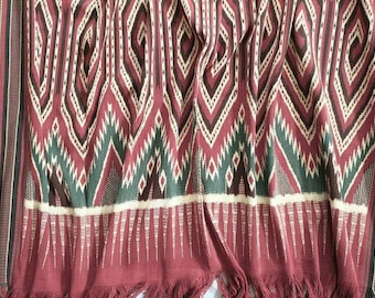 Indonesian Sulawesi Ikat Sarong, Toraja Natural Dye Blanket, Tribal Sekomandi Wall Hanging