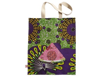 Watermelon Cloth Tote Bag for Charity, African Batik Shopping Bag, Donations for Gaza Palestine