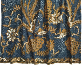 Vintage Indonesian Java Batik Tulis Textile, Javanese Indigo and Sogan Sarong, Classic Bird Solo Design