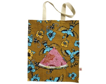 Watermelon Cloth Tote Bag for Charity, African Batik Shopping Bag, Donations for Gaza Palestine