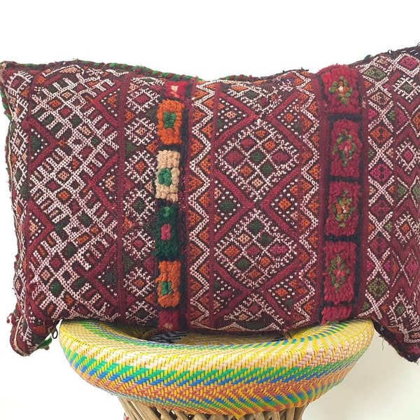 Coussin Berbère Blanc – Coton Fait Main – Marocain – Déco Ethnique
