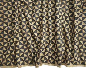 Vintage Indonesische bruine batik Tulis textiel, klassieke Sogan Javaanse handgemaakte sarong, geometrische Boho muur hangen