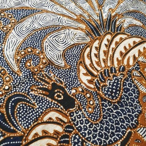 Vintage Indonesian Batik Tulis Fabric, Javanese Indigo Sarong Textile, Boho Handmade Wrap, Ethnic Wall Hanging image 1