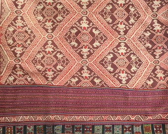 Vintage Indonesian Timor Ikat Sarong,Natural Dye Boho Wall Hanging, Tribal Home Decor