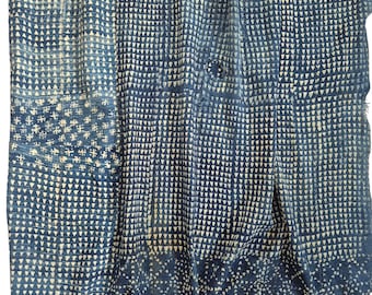 Vintage African Mali Indigo Textile, Boho Wall Hanging, Geometric Ethnic Home Decor