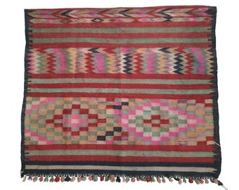 Tunisian Kilim Rug, Small Natural Dye Carpet