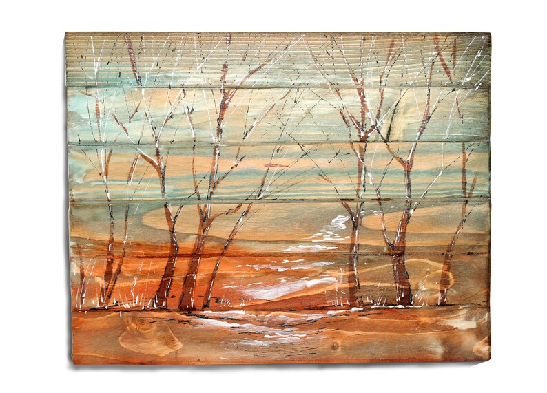 Wood Pallet Wall Art Tree Painting Wall Art Wall Decor Wall Etsy