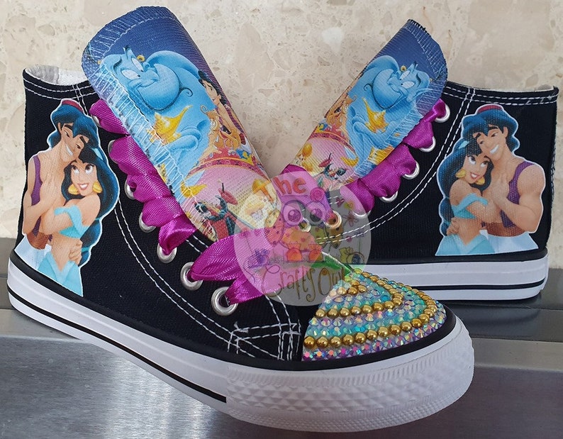 Custom Kids Aladdin Jasmine Shoes Persoanlized Sneakers High Low Tops Princess Pumps Name Genie Magical Ribbon