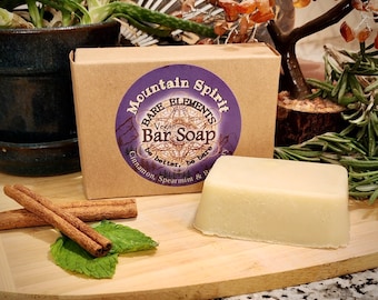 Mountain Spirit Bar Soap | Palm Oil Free - Vegan - Kraft Box - Compostable Label - Natural Ingredients -  Pure Essential Oils