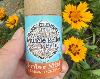 Back Order) Muscle Relief Balm “Ember Mint” with Menthol & Chili Pepper | Vegan - Kraft Tube - Natural Ingredients - Pure Essential Oils