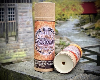 Patchouli & Cedarwood Deodorant | Baking Soda Free - Vegan - Kraft Tube - Compostable Label - Natural Ingredients -  Pure Essential Oils
