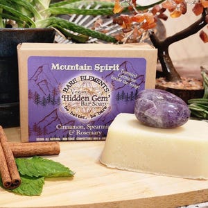 Mountain Spirit Hidden Gem Soap | Vegan Palm Oil Free - Zero Waste - Plastic Free - Hidden Gemstone Inside Soap - Compostable Packaging