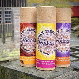 Variey Set of Deodorant - You Pick 3 | Baking Soda Free - Vegan - Kraft Tube - Compostable Label - Natural Ingredients -  Pure Essential Oil