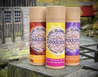 Variey Set of Deodorant - You Pick 3 | Baking Soda Free - Vegan - Kraft Tube - Compostable Label - Natural Ingredients -  Pure Essential Oil