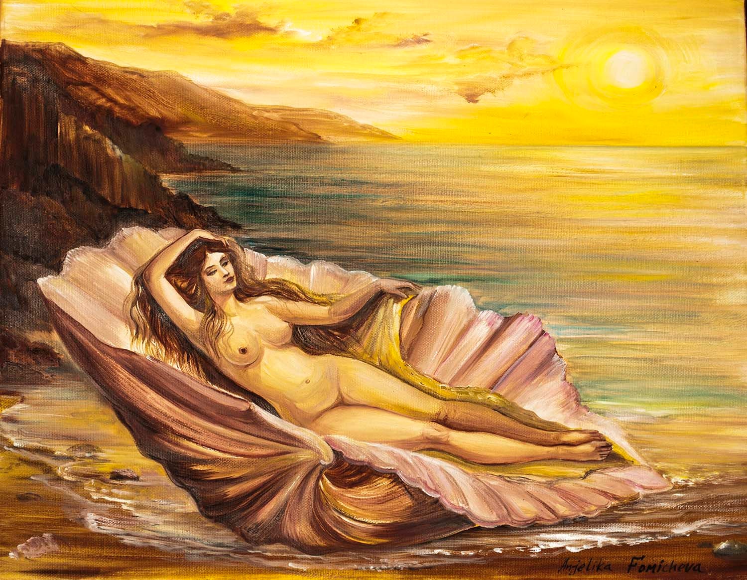 Aphrodite Greek Mythology Art Goddess Oil Painting Naked Woman