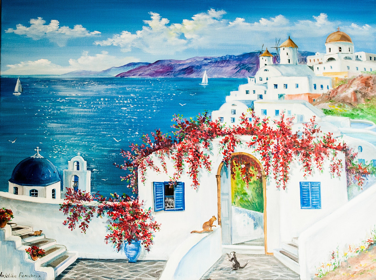 Santorini Grecia Paisaje Original Pintura Isla Griega Arte Etsy Santorini Grecia Paisaje Original Pintura Isla Griega Arte Etsy