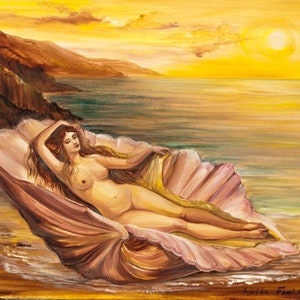 Afrodita Mitología griega Arte Diosa Pintura al óleo Mujer desnuda Bellas Artes 16&#39;- 20&#39; por AnjiHarmonyArt