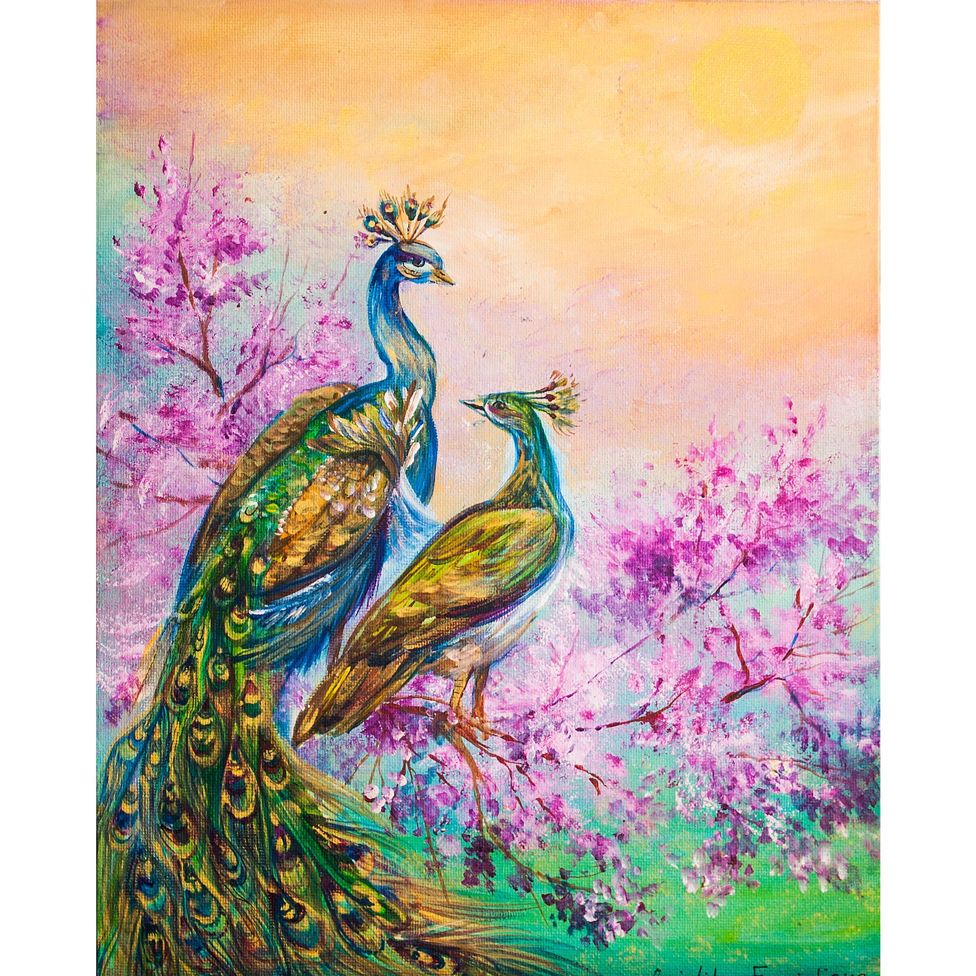Colorful Peacock Painting: Original Bird Wall Art (10x12) - Etsy
