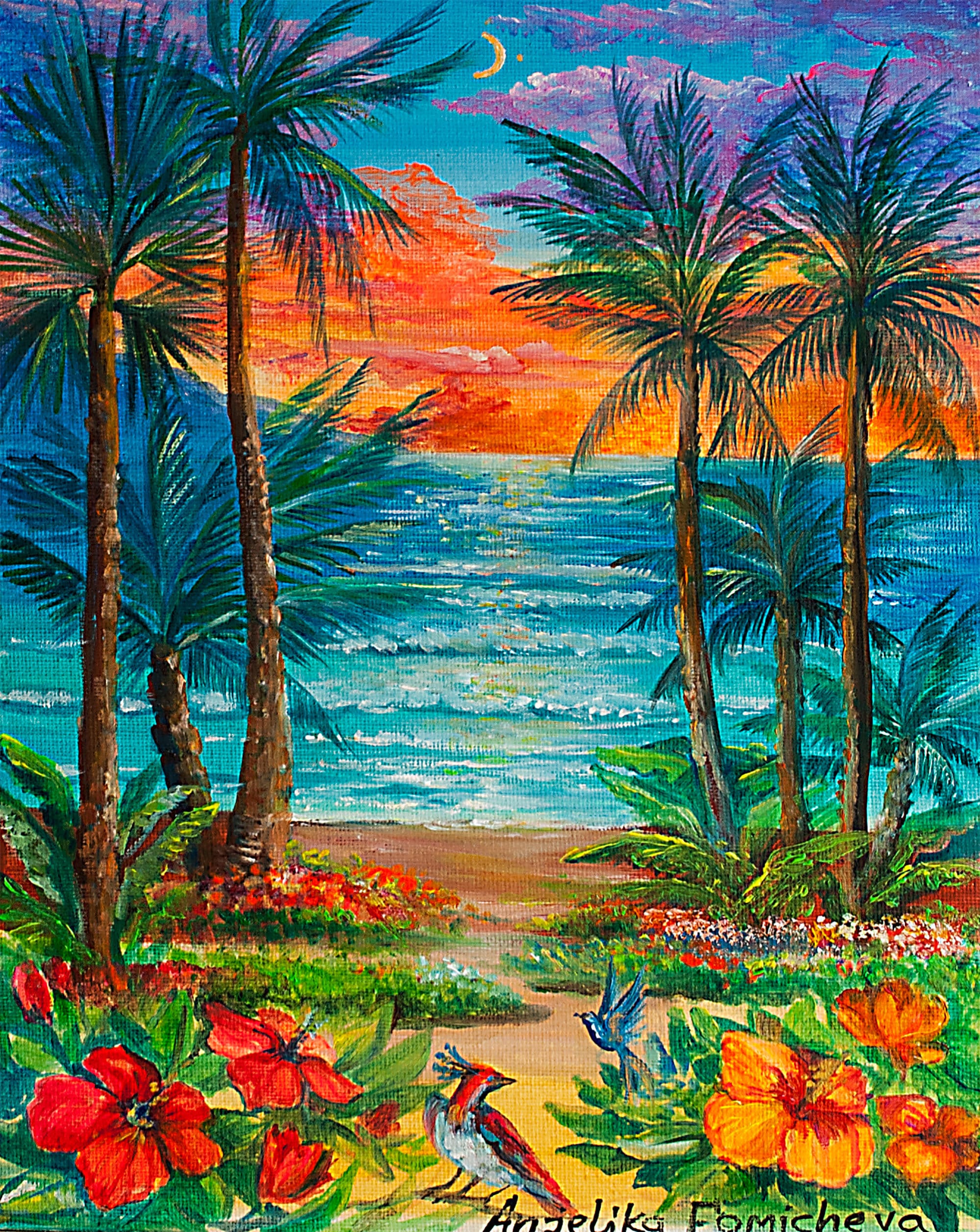Hawaii Painting Mountain Original Art Oil Painting Nature Ocean