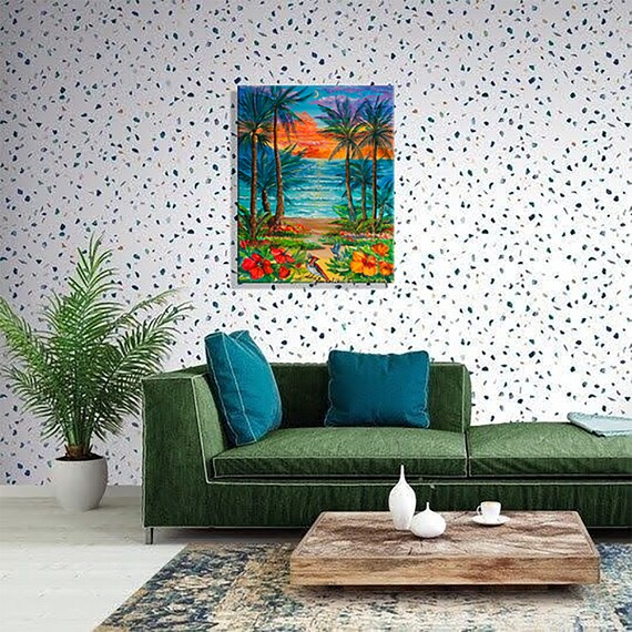 Hawaii Painting Mountain Original Art Oil Painting Nature Ocean