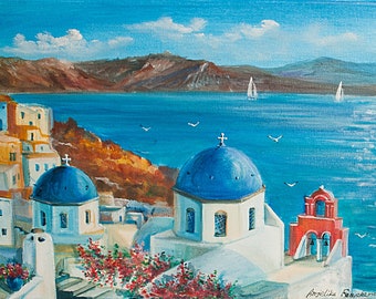 絵画　ギリシャ　スペイン　海　アート il_340x270.2102366841_bwyw.jpg
