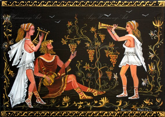Greek Wall Art Greek Mythology Original Acrylic Painting dionysus Ancient  God and Nymphs Artwork 14'10' by Anjiharmonyart - Etsy