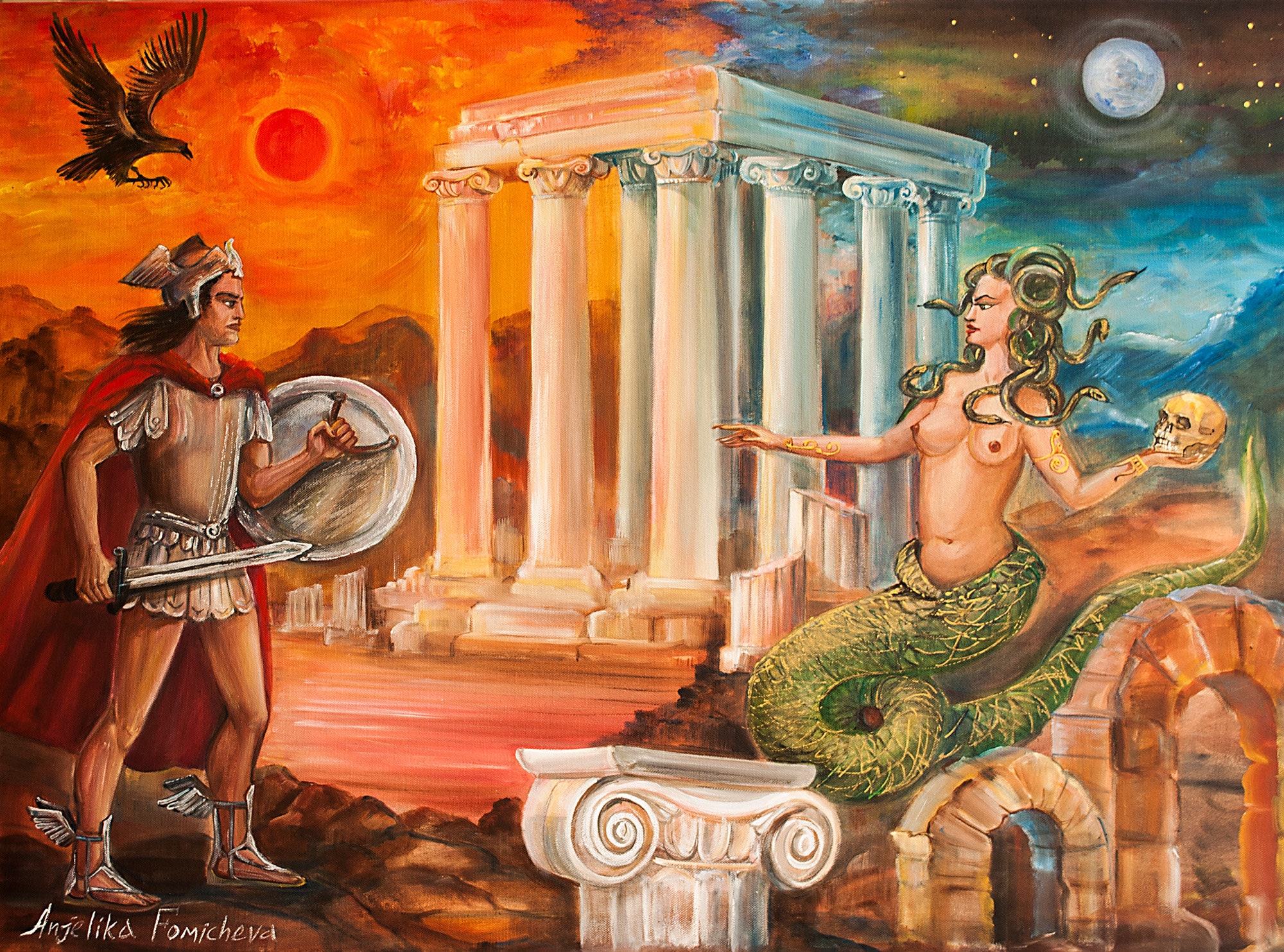 Greek Mythology Art Goddess Oil Painting Perseus and Gorgon 